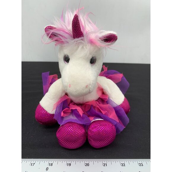 Douglas Cuddle Toys Unicorn with Tutu Pink Purple Accents on White 11" Plush Stu - Picture 1 of 6